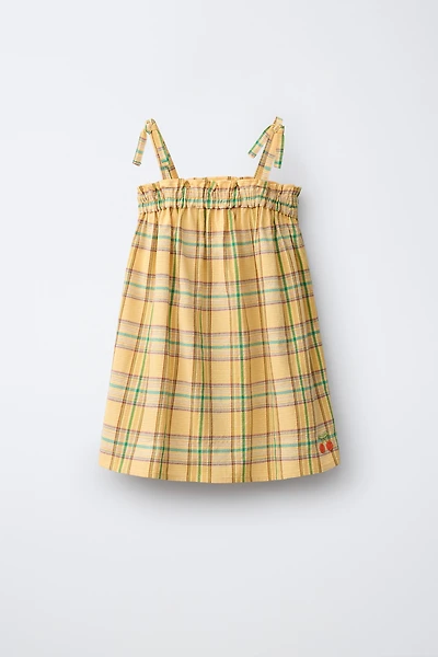 EMBROIDERED PLAID TEXTURE DRESS