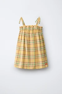 EMBROIDERED PLAID TEXTURE DRESS