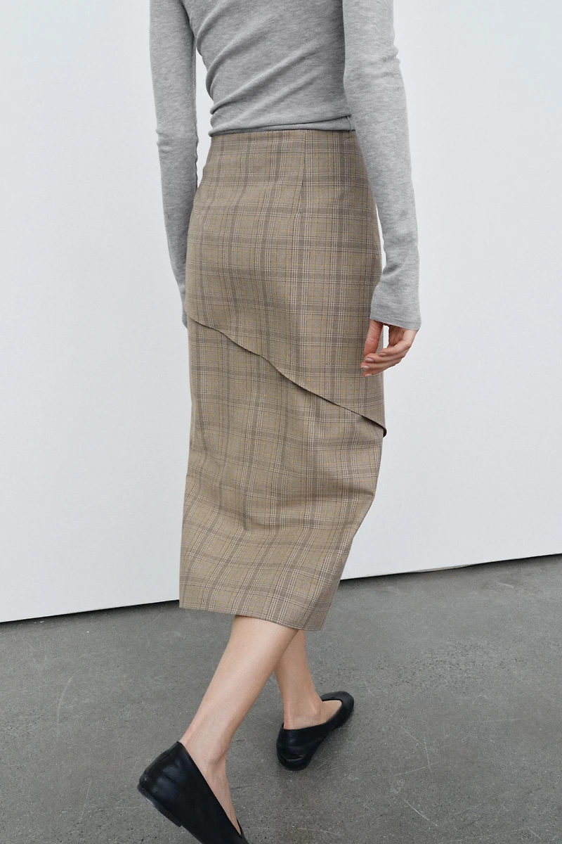 PLAID RUFFLED SKIRT ZW COLLECTION