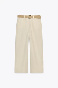 PANTALON JUPE-CULOTTE AVEC CEINTURE EN LIN