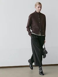 Cardigan à col montant en laine