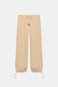 PANTALON LARGE À RAYURES ET TAILLE ÉLASTIQUE