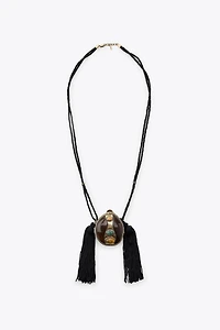 CORD AND STONE BOX NECKLACE