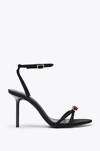 BEADED CROSSED STRAP SANDALS