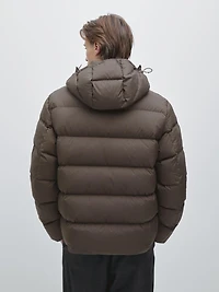 Water-repellent hooded puffer jacket