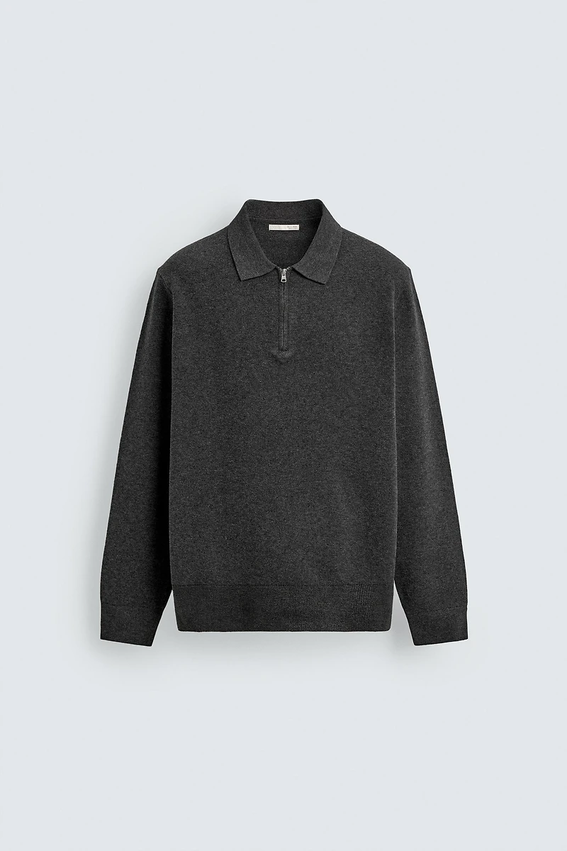 KNIT ZIP POLO SHIRT