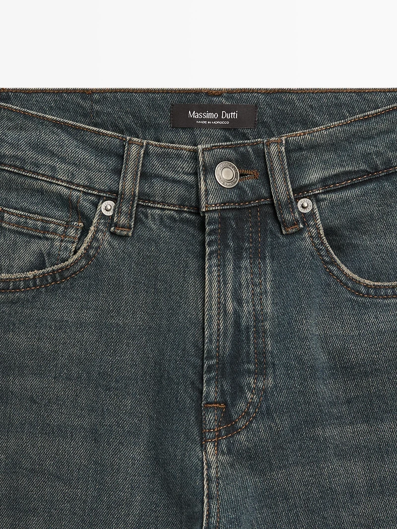 Mid-rise cropped slim fit jeans