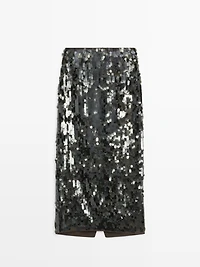 Midi skirt with sequins