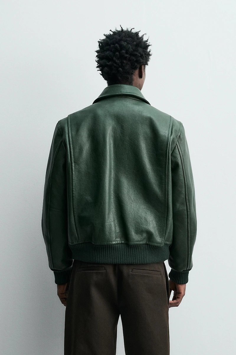 LEATHER BOMBER JACKET