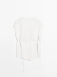 Crepe top with cowl neckline