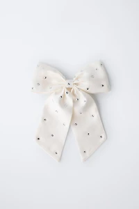 JEWELED BOW ELASTIC HAIR TIE