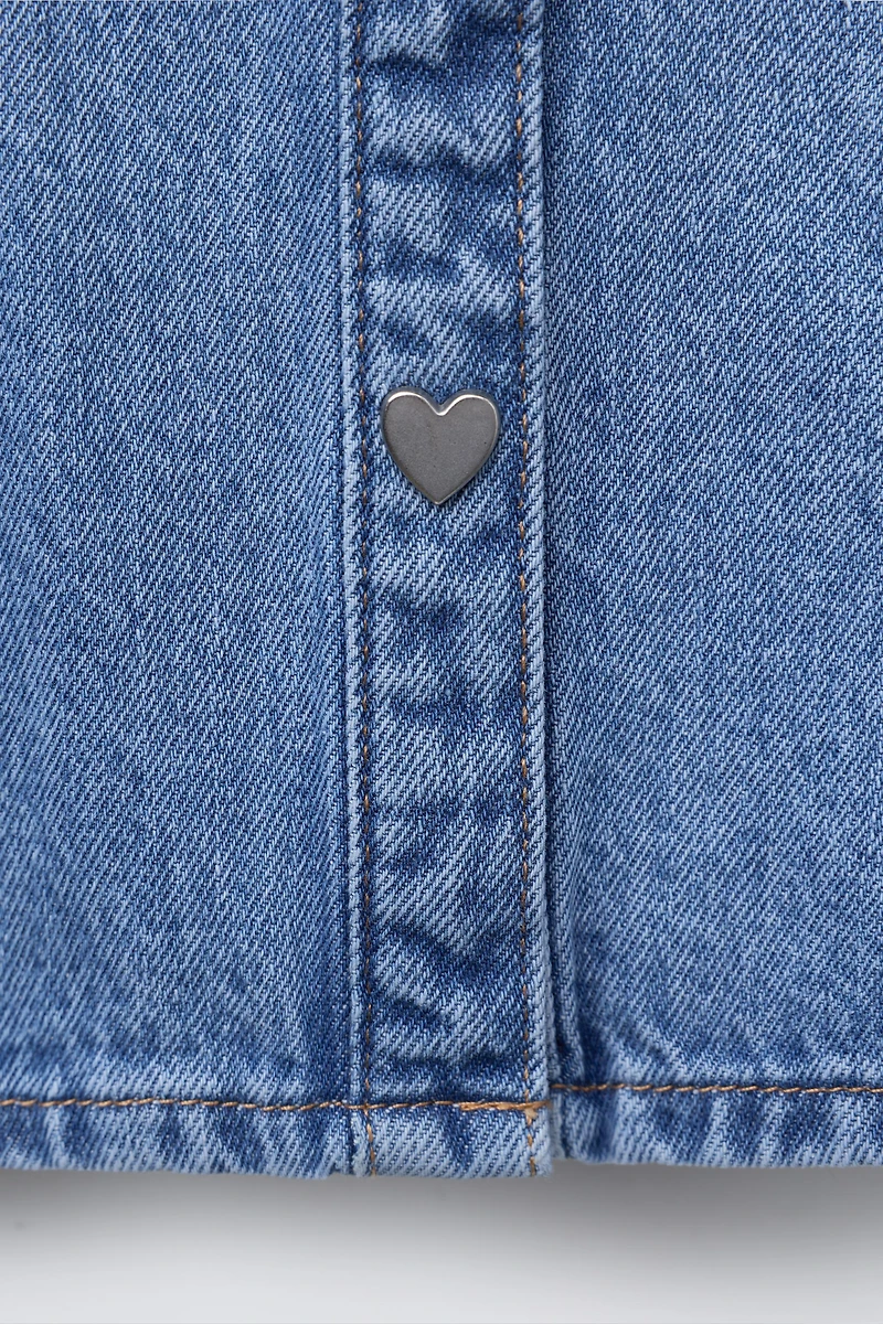 HEART BUTTON DENIM DRESS