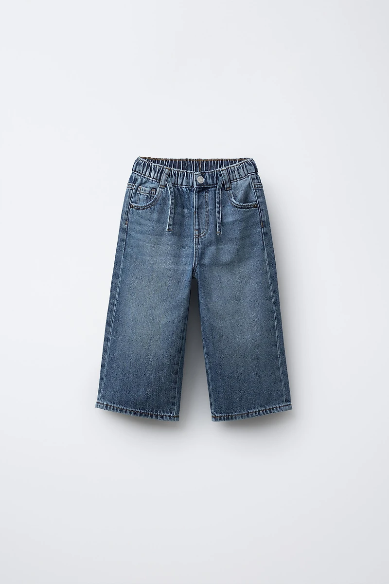 DRAWSTRING WIDE LEG JEANS