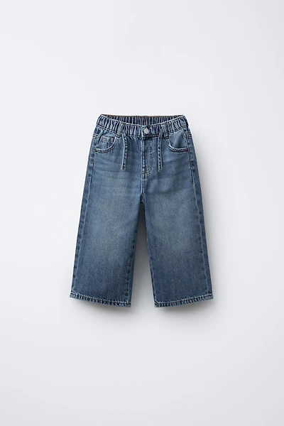 DRAWSTRING WIDE LEG JEANS