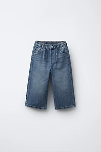 DRAWSTRING WIDE LEG JEANS