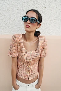 SHORT SLEEVE ROUND NECK BLAZER