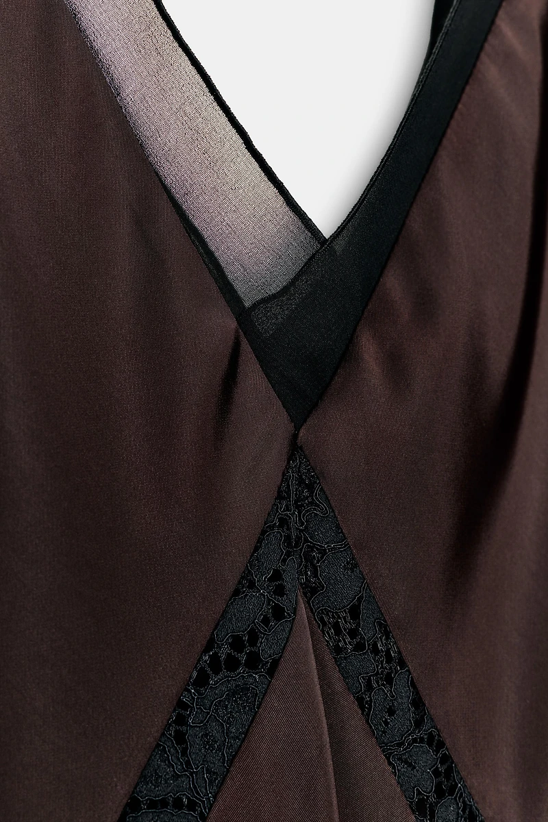 ASYMMETRIC SATIN EFFECT MIDI DRESS