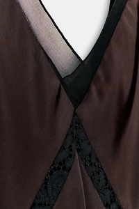 ASYMMETRIC SATIN EFFECT MIDI DRESS