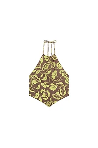 BEADED PRINT HALTER TOP