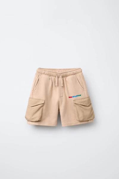 EMBROIDERED CARGO SHORTS