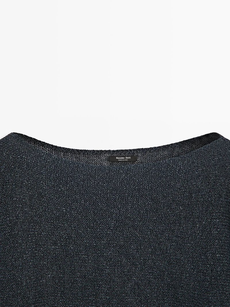 Flowing cotton blend knit sweater