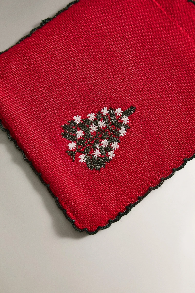 SET OF EMBROIDERED CHRISTMAS FLATWARE TRAYS (SET OF 2)