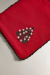 SET OF EMBROIDERED CHRISTMAS FLATWARE TRAYS (SET OF 2)