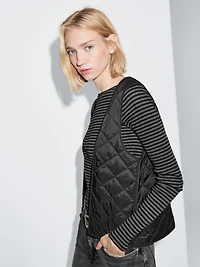 Long water-repellent trench coat with inner waistcoat