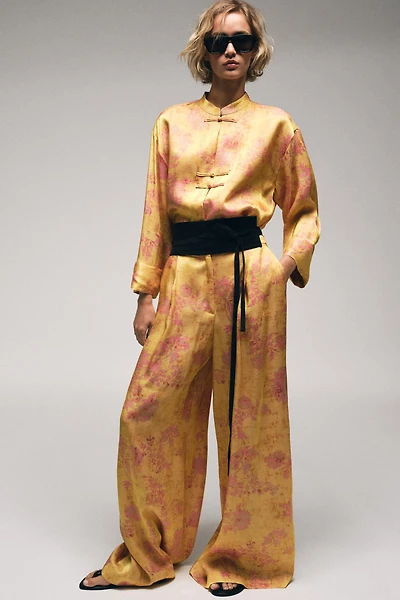 CHEMISE À IMPRIMÉ FLEURI ET BRANDEBOURGS