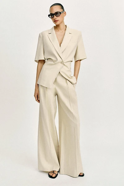 PANTALON LARGE AVEC LIN