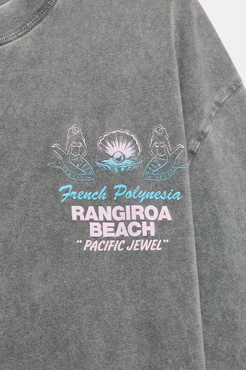 WASHED EFFECT TEXT T-SHIRT