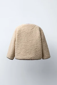 FLEECE JACKET WITH FLORAL TRIM