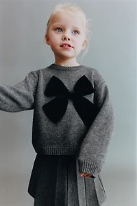 KNIT JUMPER WITH VELVET BOW