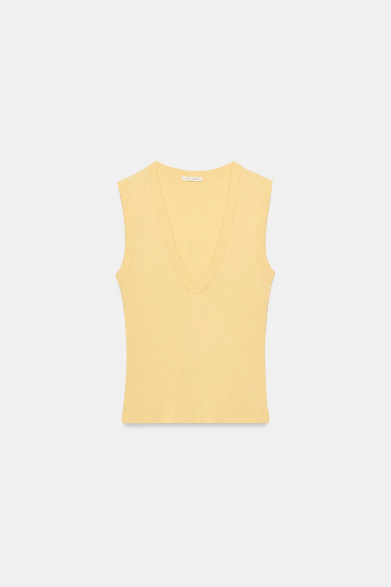 COTTON V-NECK STRIPED T-SHIRT