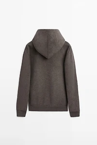 Wool blend double fabric hooded jacket