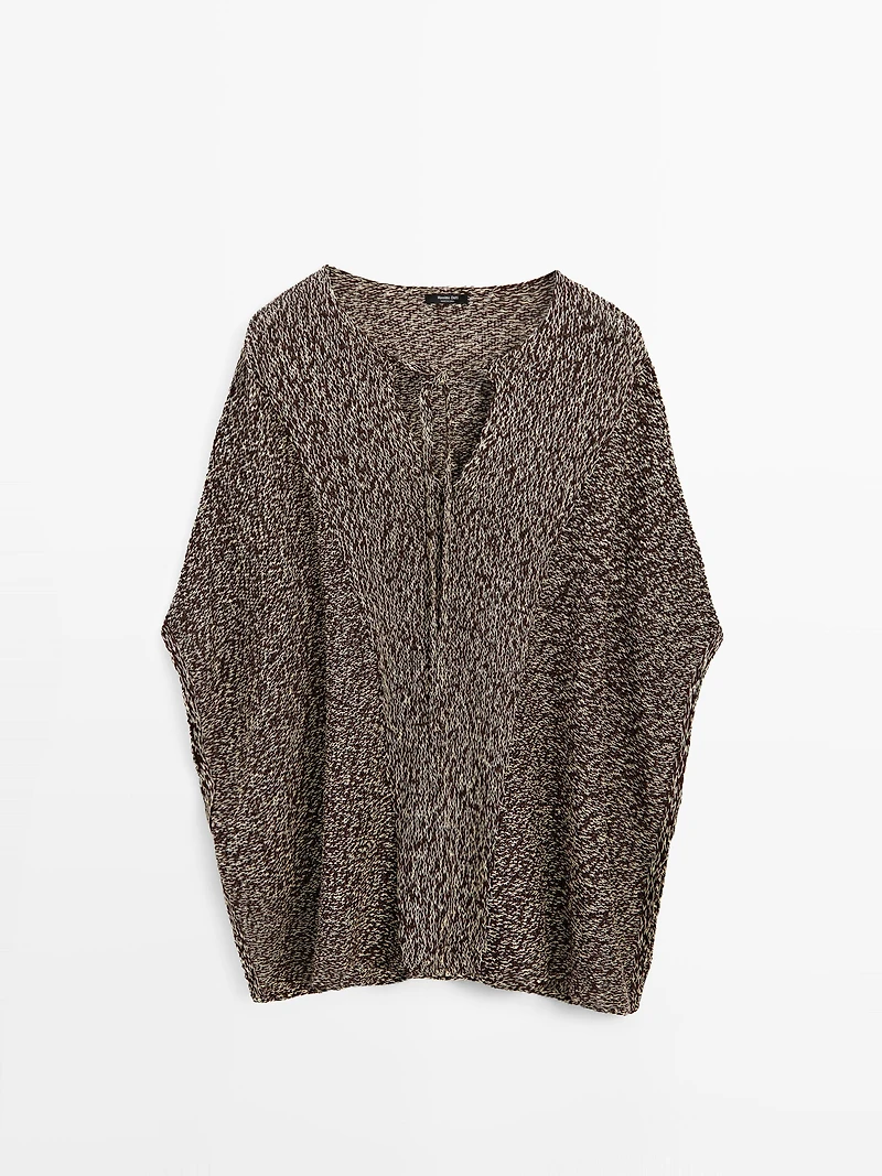 Cotton blend knit cape