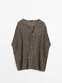 Cotton blend knit cape