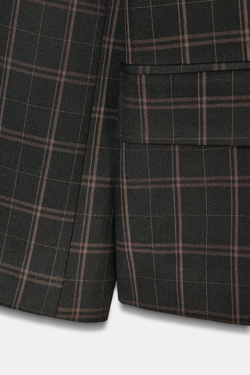 VESTE À CARREAUX AVEC ÉPAULETTES