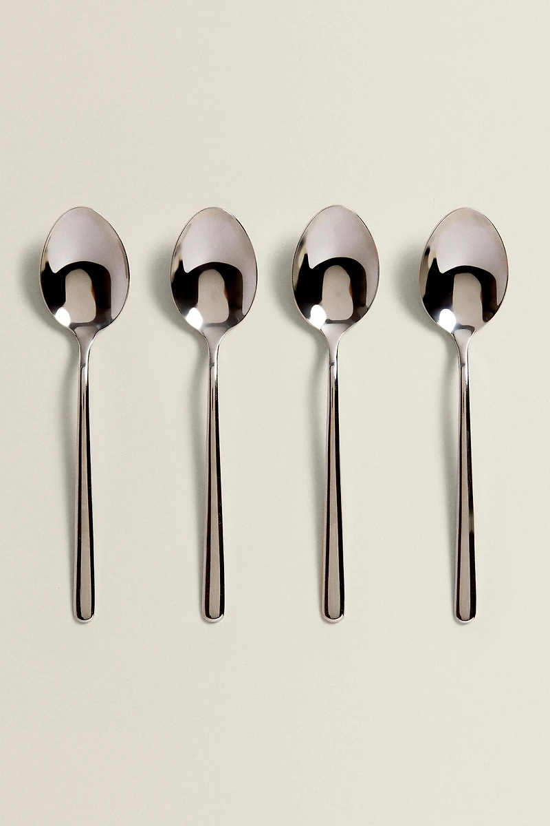 SET OF SHINY STEEL DESSERT SPOONS (SET OF 4)