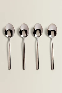 SET OF SHINY STEEL DESSERT SPOONS (SET OF 4)