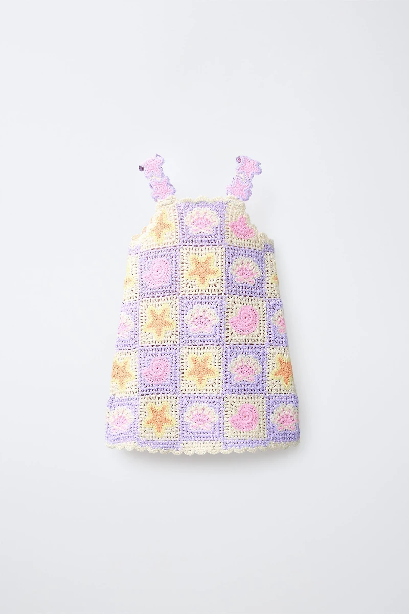 CROCHET KNIT DRESS WITH SEA MOTIFS