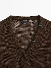 Linen knit cardigan with button details