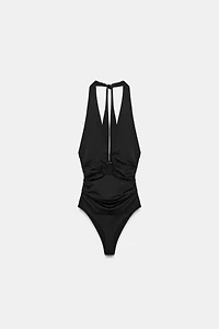 DRAPED POLYAMIDE BODYSUIT
