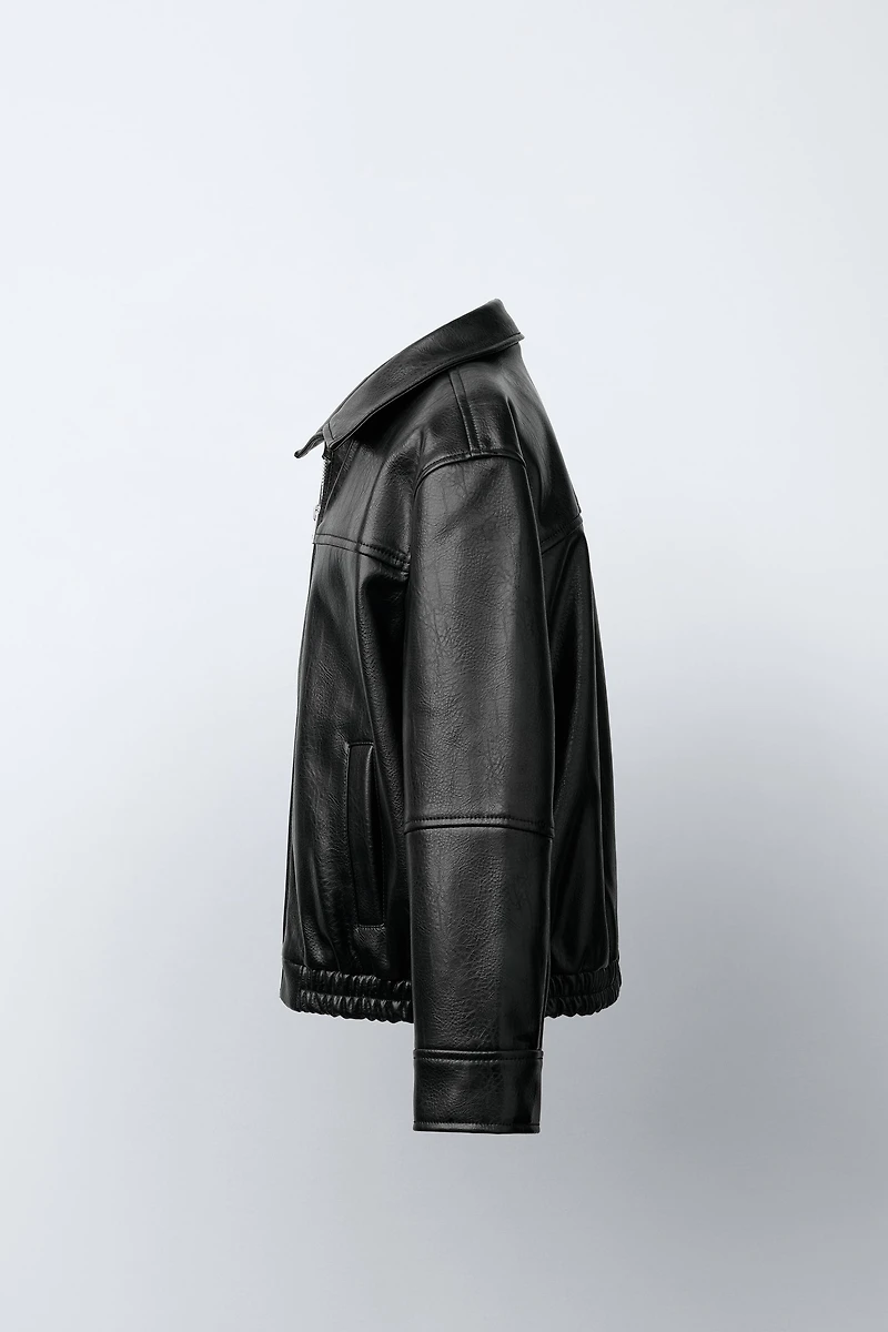 FAUX LEATHER BOMBER JACKET