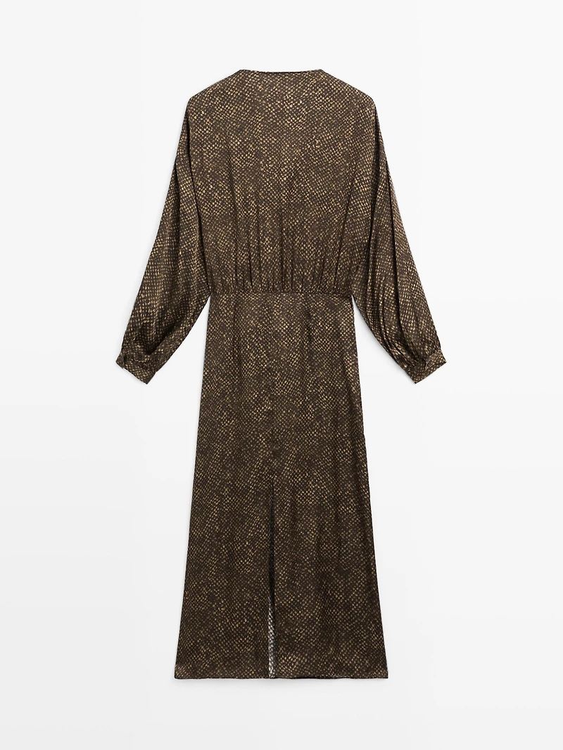 Long flowing printed dress with knot detail