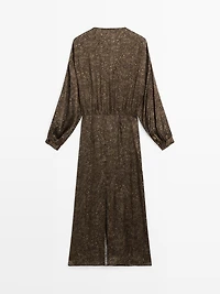 Long flowing printed dress with knot detail