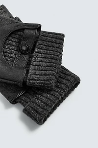 COMBINATION LEATHER MITTENS
