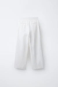 100% LINEN WIDE LEG WRAP WAIST PANTS