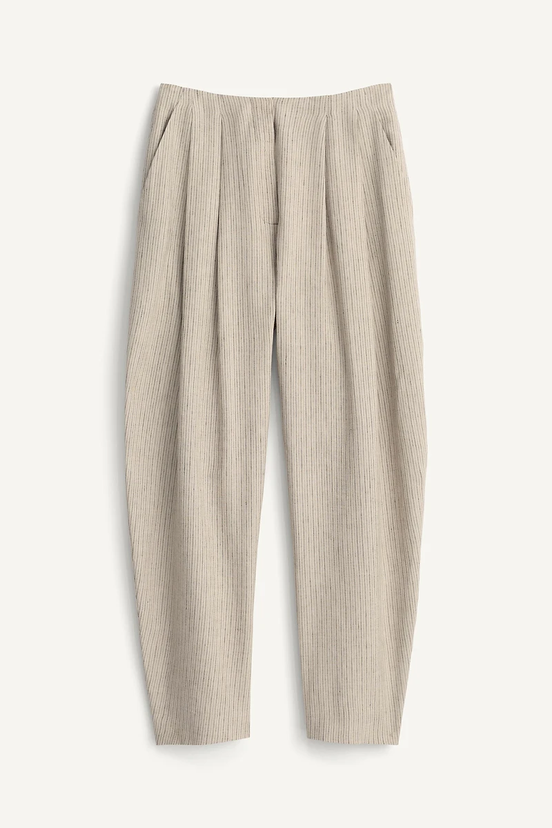 PANTALON À RAYURES EN MÉLANGE DE LIN ÉDITION LIMITÉE