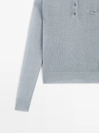 Fine linen polo collar sweater